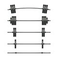 Set of barbells. Bodybuilding gym crossfit workout fitness club symbol. Weightlifting equipment. Template design for gym