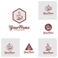 Set of Barber Coffee Logo Design Template. Barber Coffee logo concept vector. Creative Icon Symbol