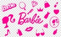 Set of Barbie pink icons