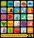 Set of Barcelona icons Royalty Free Stock Photo