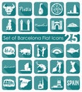 Set of Barcelona icons Royalty Free Stock Photo