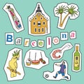 Set of Barcelona icons Royalty Free Stock Photo