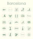 Set of Barcelona simple icons Royalty Free Stock Photo