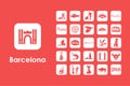 Set of Barcelona simple icons Royalty Free Stock Photo