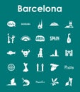 Set of Barcelona simple icons Royalty Free Stock Photo