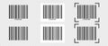 Set of barcode stickers. Blank bar code label templates isolated on transparent background. Visual presentation of Royalty Free Stock Photo