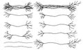 Set of bare branches of tree in hand drawn style. Vector illustration