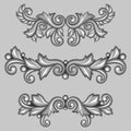 Set of baroque ornamental antique silver scrolls Royalty Free Stock Photo