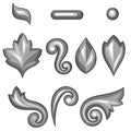 Set of baroque ornamental floral silver elements Royalty Free Stock Photo