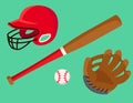 Set of baseball accessories.