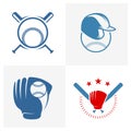 Set of Baseball emblem design vector, Baseball Logo design template, Symbol icon, Illustration Royalty Free Stock Photo