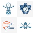 Set of Baseball emblem design vector, Baseball Logo design template, Symbol icon, Illustration Royalty Free Stock Photo