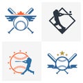 Set of Baseball emblem design vector, Baseball Logo design template, Symbol icon, Illustration Royalty Free Stock Photo