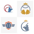Set of Baseball emblem design vector, Baseball Logo design template, Symbol icon, Illustration Royalty Free Stock Photo