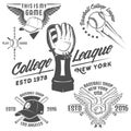 Set of baseball emblems and logo. Royalty Free Stock Photo
