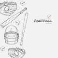 Set of baseball , hand draw sketch vector. Royalty Free Stock Photo