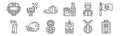 Set of 12 baseball icons. outline thin line icons such as first aid kit, coach, baseball helmet, baseball player, hat, champion Royalty Free Stock Photo