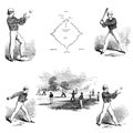 Set of baseball illustrations Royalty Free Stock Photo