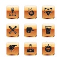 Set Baseball player, Whistle, coach, helmet, Crossed baseball bat, Player chest protector, Stopwatch and icon. Vector
