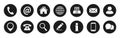 Set basic contact icons, communication button signs, call, mail, address, fax, user profile, phone number, correspondence