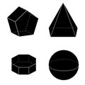 Set of Basic 3d geometric shapes. Geometric solids vector isolated on a white background. Royalty Free Stock Photo