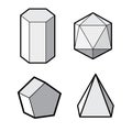 Set of Basic 3d geometric shapes. Geometric solids vector isolated on a white background.