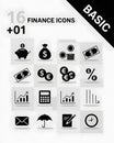 A Set of 16 Basic Finance Icons is Displayed, Royalty Free Stock Photo