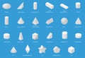 Set of Basic geometric shapes. Geometric solids vector isolated on a white background.