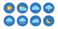 Set of 8 basic weather icons. Can be used for web, apps, stickers.