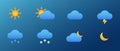 Set of 8 basic weather icons with gradient. Can be used for web, apps, stickers.