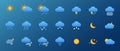 Set of 21 basic weather icons with gradient colors.