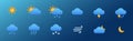 Set of 12 basic weather icons with gradient colors.