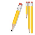 Set of basic yellow pencil on transparent background Royalty Free Stock Photo