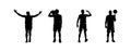 Basketball Player Silhouettes in Standing and Skill Poses, Collection of Static Basketball Silhouettes with Ball Control Royalty Free Stock Photo