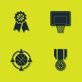 Set Basketball award, medal, Planning strategy and backboard icon. Vector