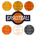 Set of Basketball ball icon isolated on white background. Sport logo with text concept. Vector flat illustration Royalty Free Stock Photo