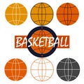 Set of Basketball ball icon isolated on white background. Sport logo with text concept. Vector flat illustration Royalty Free Stock Photo