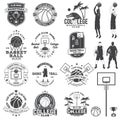Set of basketball college club badge. Vector. Concept for shirt, print, stamp or tee. Vintage typography design with