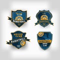 Set of basketball college team emblem logo crest