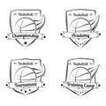 Set of basketball hand drawn emblems. Sport logo design.