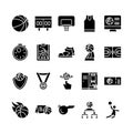 Set of Basketball Icons Glyph Style