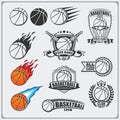 Set of Basketball labels, badges, emblems and design elements. Basketball tournament design.
