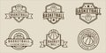 set of basketball logo line art vector simple minimalist illustration template icon graphic design. bundle collection of various Royalty Free Stock Photo