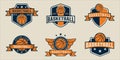 set of basketball logo vector vintage illustration template icon graphic design. bundle collection of various basket ball sport