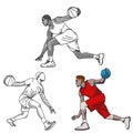 Set of basketball players