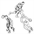 Set of basketball players