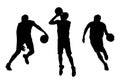 Set of basketball players vector silhouettes Royalty Free Stock Photo