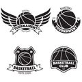 Set of basketball sport emblems. Design element for poster, logo, label, emblem, sign, t shirt. Vector illustration Royalty Free Stock Photo