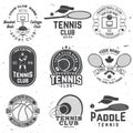 Set of basketball and tennis badge, emblem or sign. Vector. Concept for shirt, print or tee. Vintage typography design
