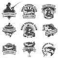 Set of bass fishing emblem templates on white backgroun Royalty Free Stock Photo